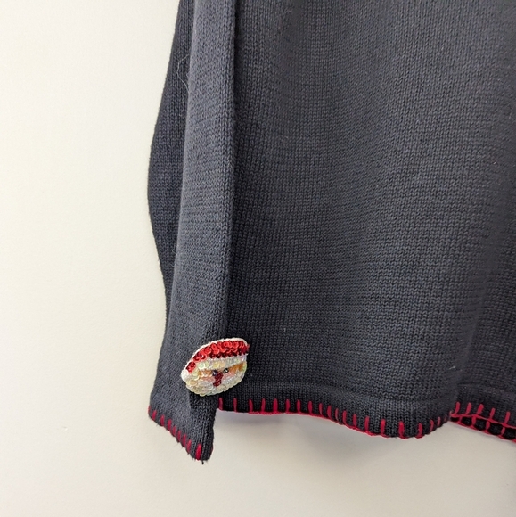 Vintage 90s Sequin Button Christmas Sweater Ugly Christmas Teacher Retro - Picture 6 of 12